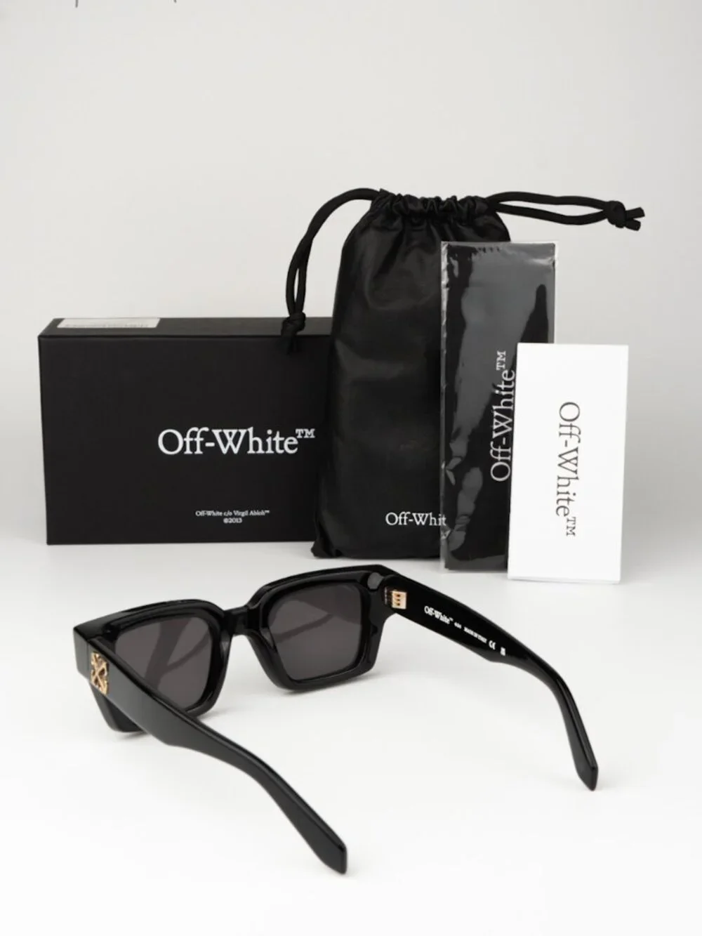 Off-White VIRGIL Men Sunglasses Black Gold Square OERI126 7607 NEW AUTHENTIC